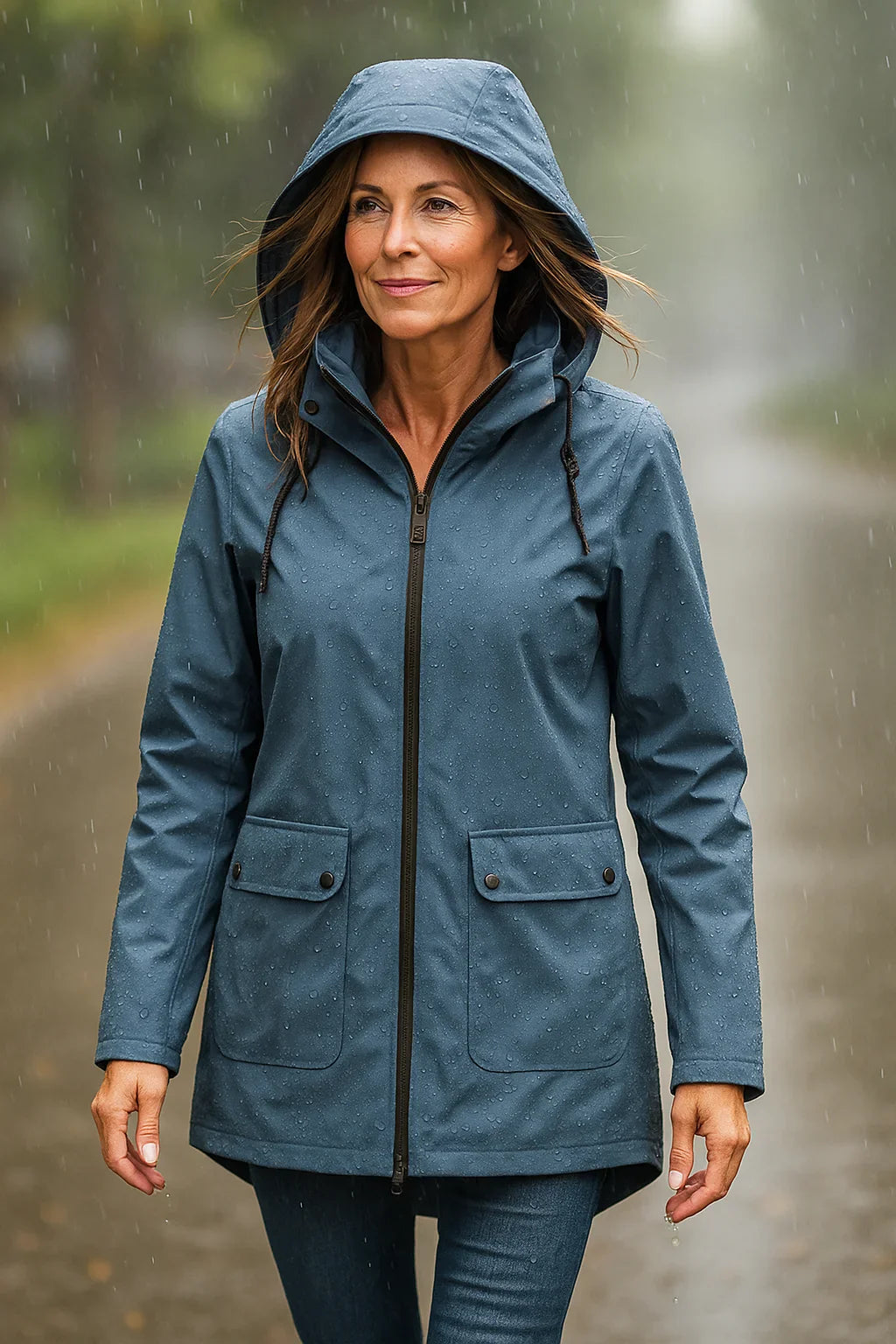 Damen Regenjacke mit verstellbarer Kapuze