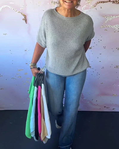 Damen Strickoberteil mit lockerer Passform und Rundhals