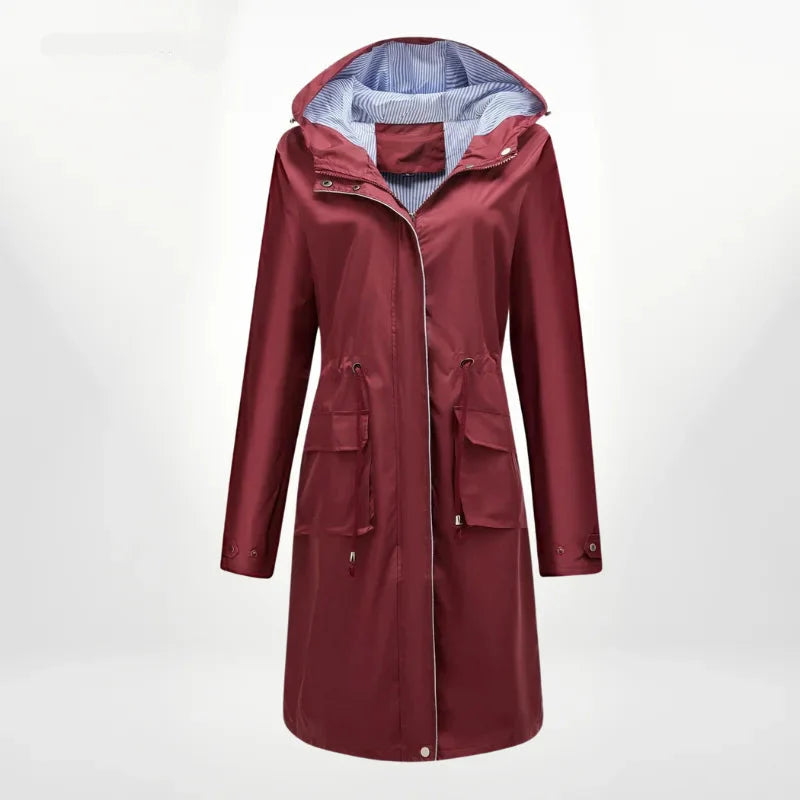 Damen Regenjacke mit Kapuze und wasserdichtem Stoff