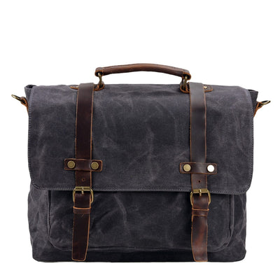 Bruges Messenger Bag – Robuste Canvas & Crazy Horse Leder Schultertasche mit Laptopfach