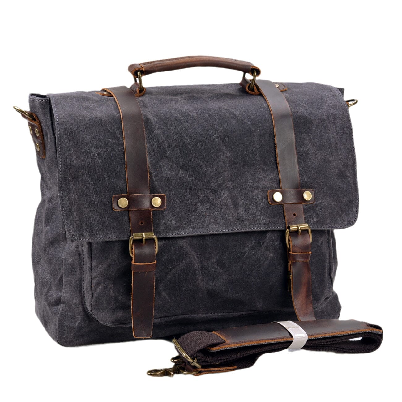 Bruges Messenger Bag – Robuste Canvas & Crazy Horse Leder Schultertasche mit Laptopfach