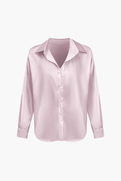 Florentine | Elegante Langarm-Bluse aus seidigem Satin