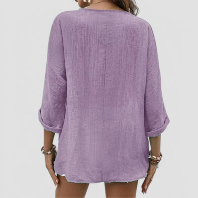 Elena | Handgemachte Bluse mit V-Ausschnitt