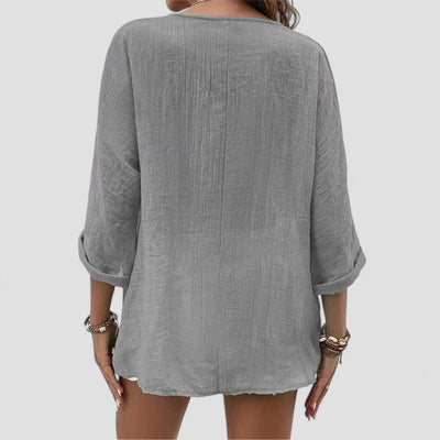 Elena | Handgemachte Bluse mit V-Ausschnitt