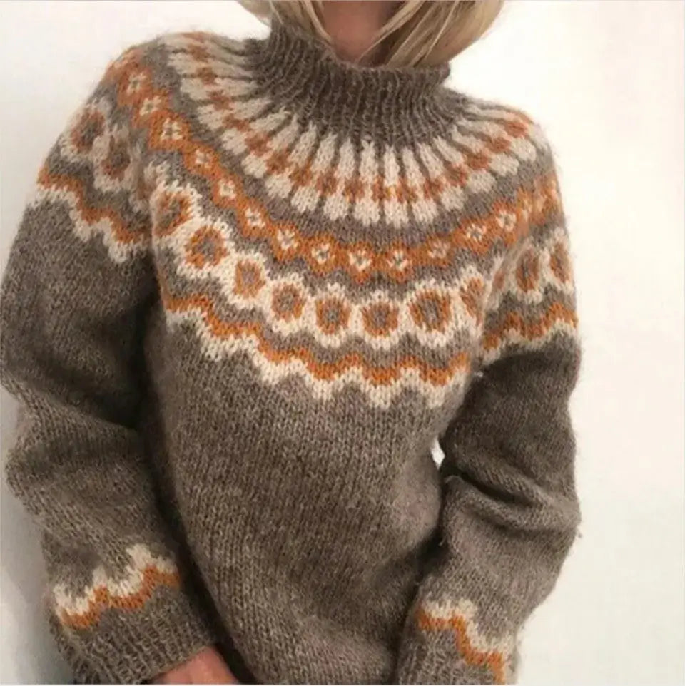 Norweger-Strickpullover für Damen | Rollkragen