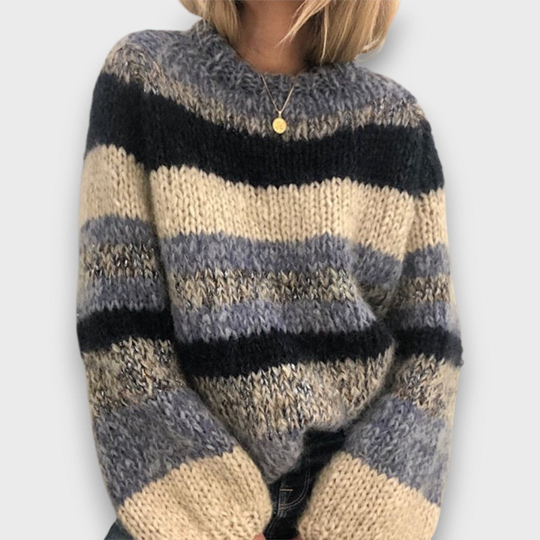 Alessia – Vintage Pullover mit Jacquard-Streifen