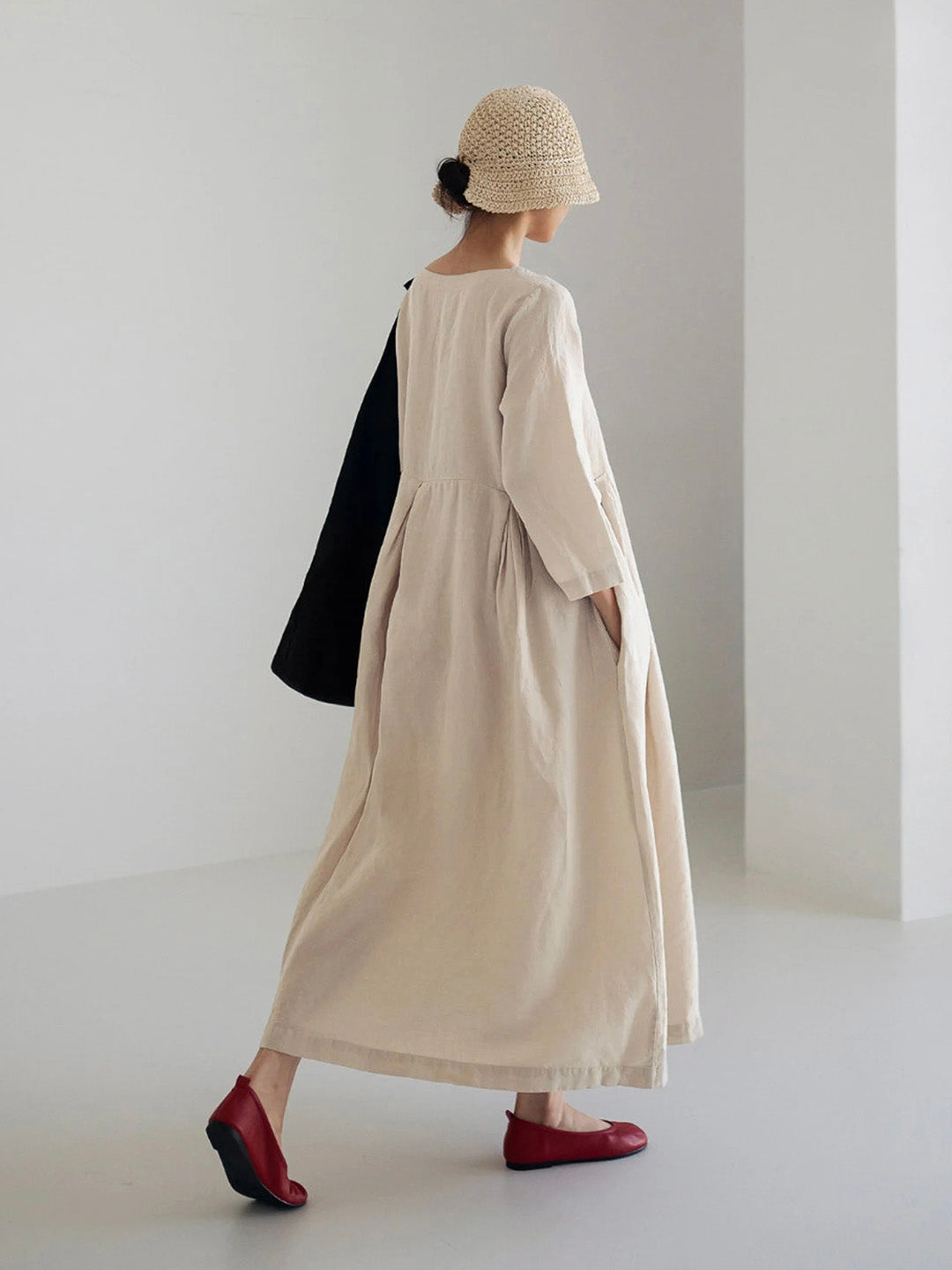 Gemütliches Leinenkleid mit praktischen Seitentaschen –Lena