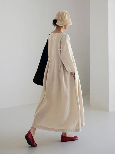 Gemütliches Leinenkleid mit praktischen Seitentaschen –Lena