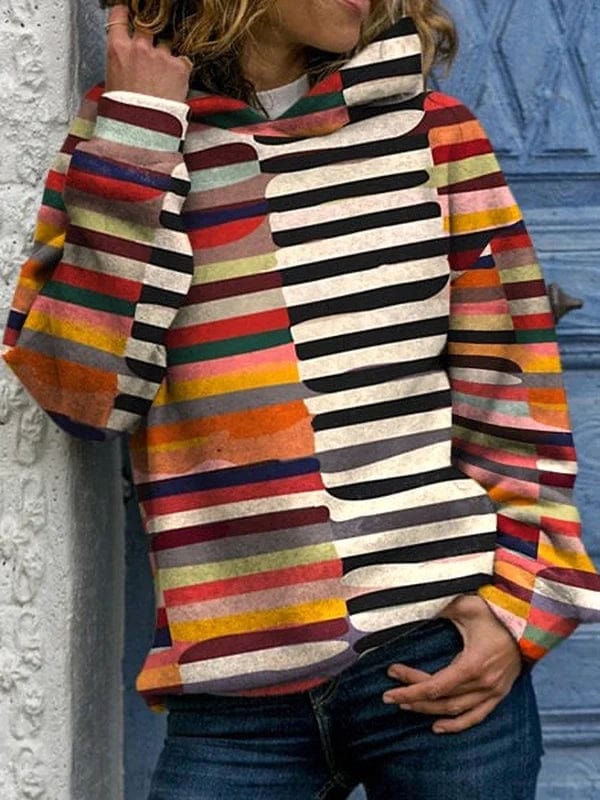 Jitka | Trendy mehrfarbiger Damen-Kapuzenpullover