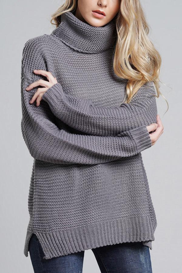 Grobstrickpullover Damen | Rollkragenpullover mit Langen Ärmeln