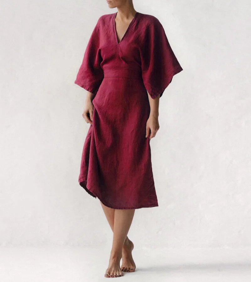 Elegantes Leinenkleid in Tintenblau – Lena