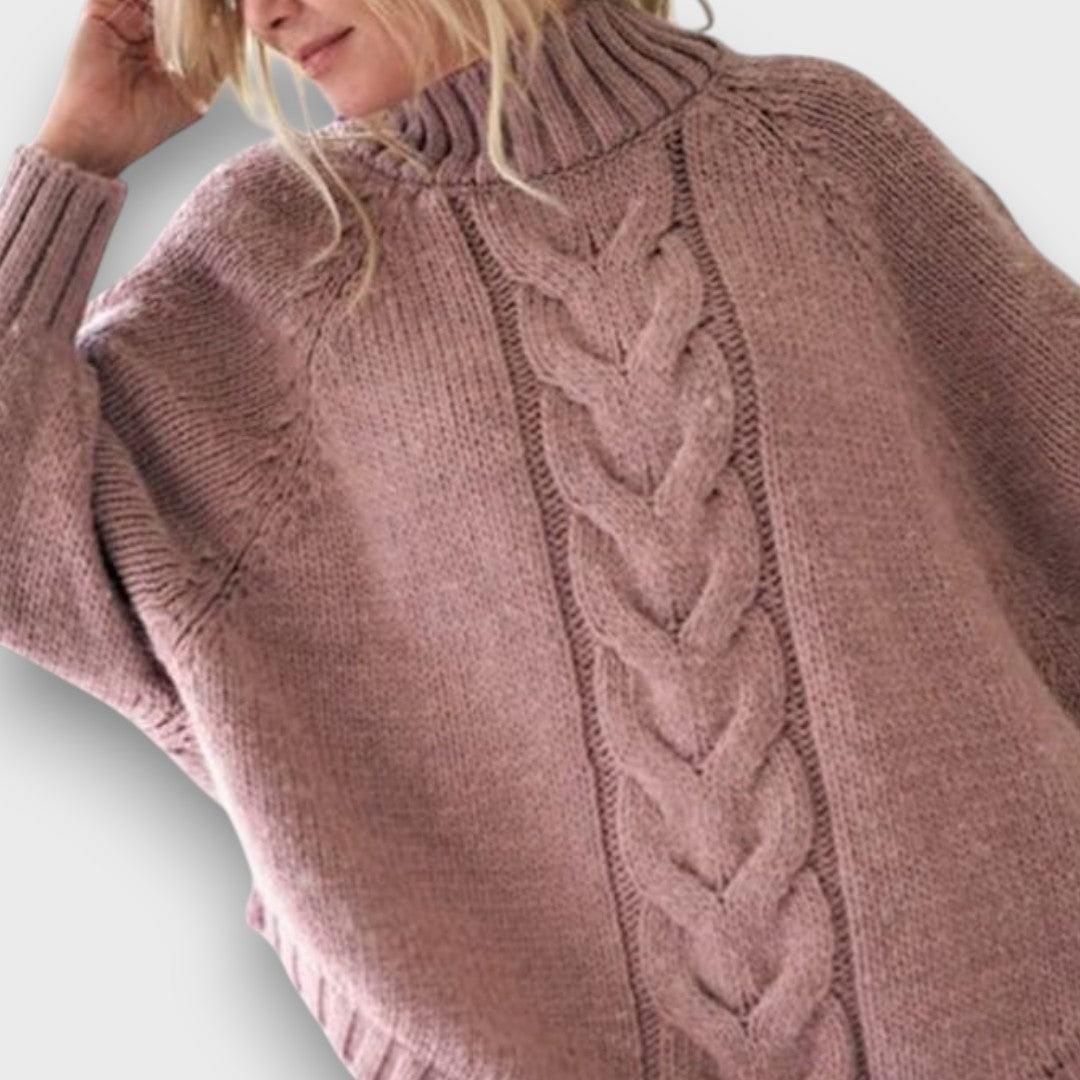 Leandra – Klassischer Rollkragenpullover mit Zopfmuster