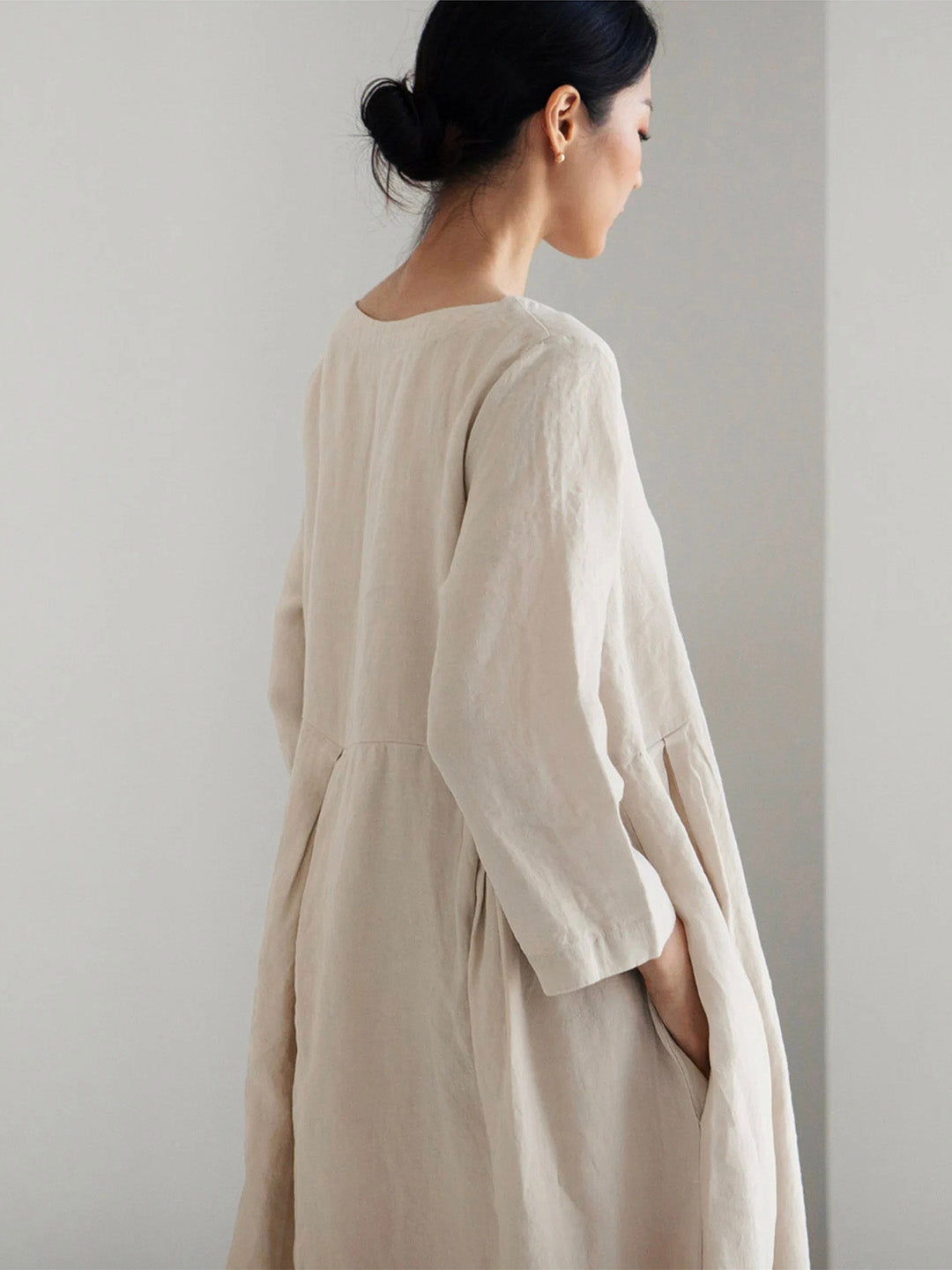 Gemütliches Leinenkleid mit praktischen Seitentaschen –Lena