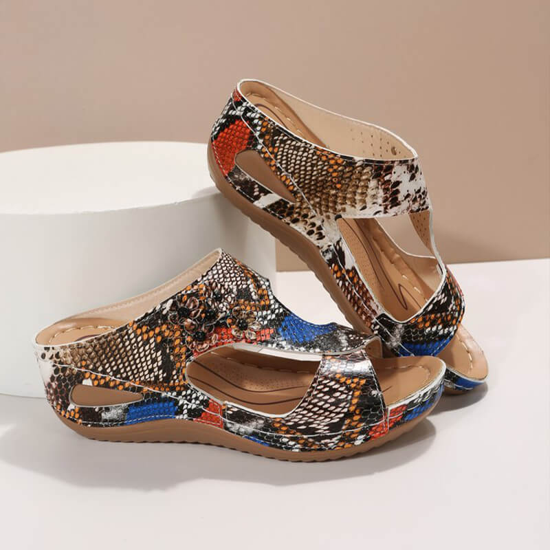 Jamissa | Bequeme Korrektur Peep-Toe Keilabsatz modische Sandalen