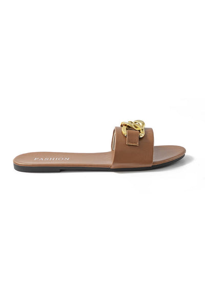Trendige Slides mit goldener Kette – Eleganz & Komfort für den Sommer