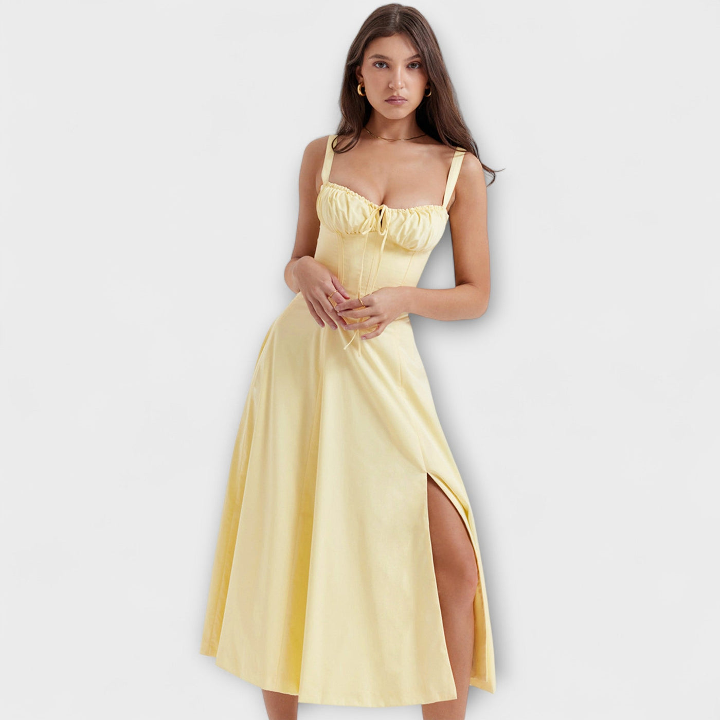 Zipporas - Taillierte Bustierkleid mit modernem Frühlingsblumenprint