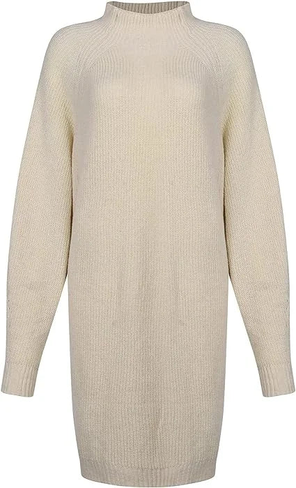 Damen Strickkleid mit Rollkragen und Oversize Passform