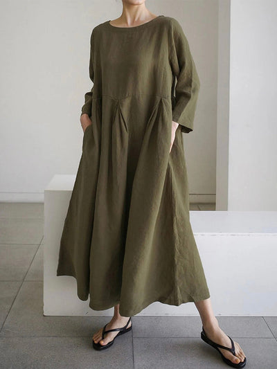 Gemütliches Leinenkleid mit praktischen Seitentaschen –Lena