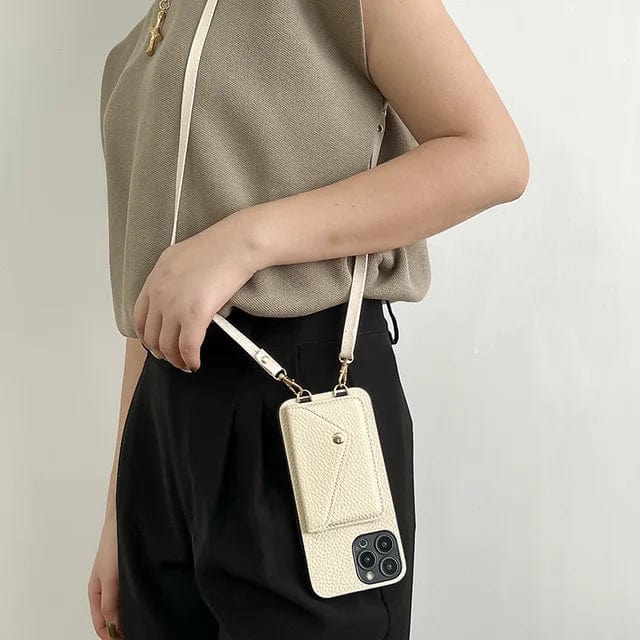 Handyhülle mit Kette Damen – Leder Crossbody Hülle mit Kartenfach Urban Chic