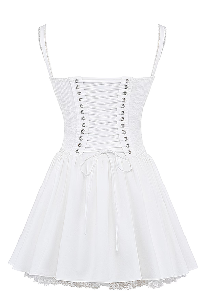 Romantisches Korsett-Minikleid mit Trägern und Rüschendetails