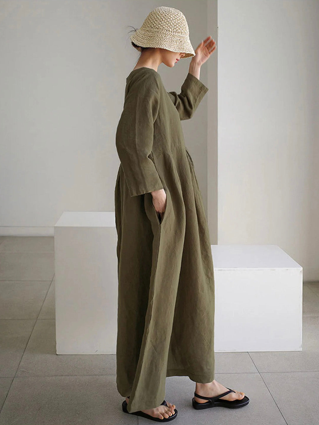 Gemütliches Leinenkleid mit praktischen Seitentaschen –Lena