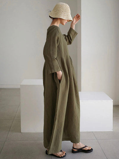 Gemütliches Leinenkleid mit praktischen Seitentaschen –Lena