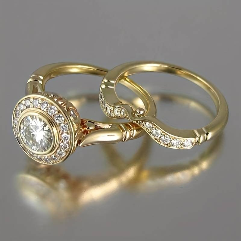Vintage Goldring-Set mit Zirkoniasteinen