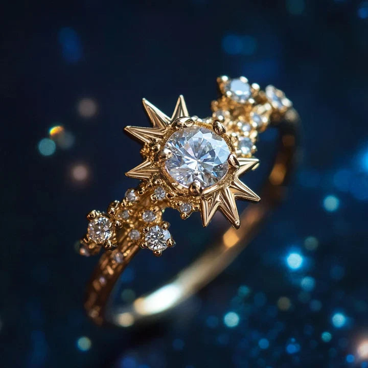 Weißer Kristall Starlight Gold Ring