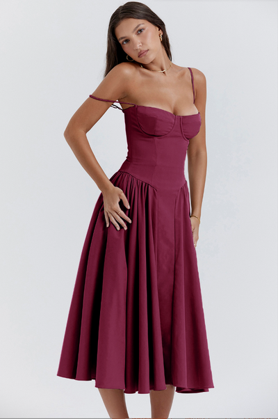Herbst Kleid Mit Korsett Schnitt – Elegantes Ärmelloses Midi Kleid Für Aufsehen Sorgen