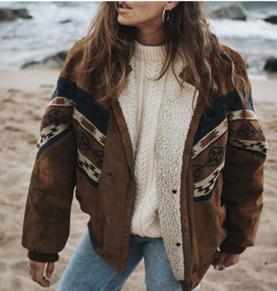 Eliane | Ethnisches Muster Bohème Damen Wintermantel