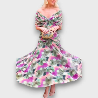 Fianna – Off-Shoulder Midikleid mit floraler Eleganz
