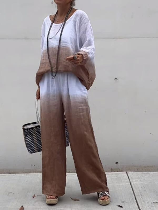 Sommerliches Leinen-Set mit Sonnenuntergang-Motiv – Julia