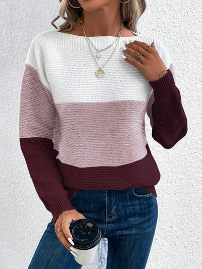 Dreifarbiger Strickpullover für Damen