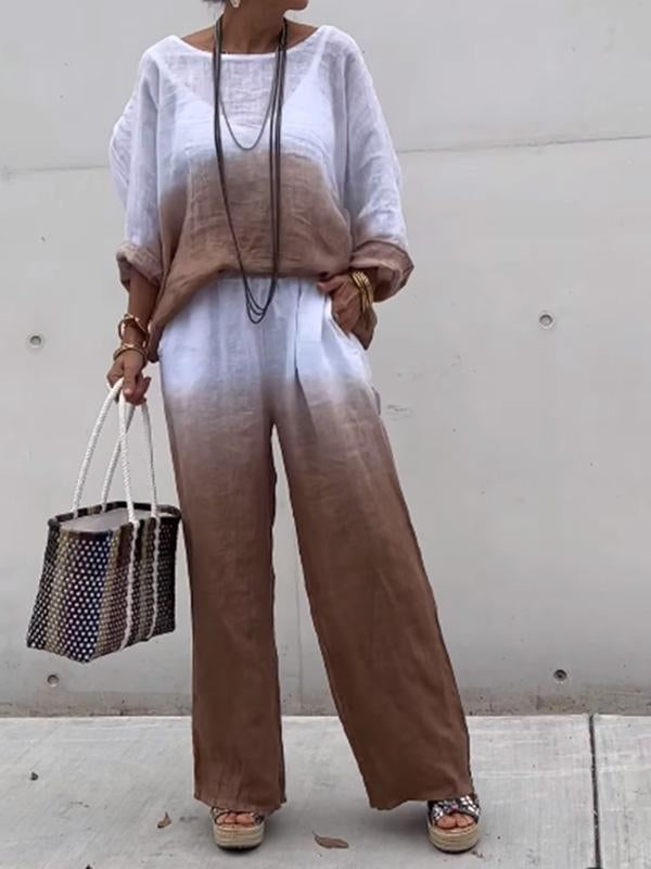 Sommerliches Leinen-Set mit Sonnenuntergang-Motiv – Julia