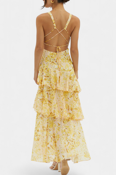 Kensie – Chiffonkleid Mit V-Ausschnitt Und Fließenden Lagen