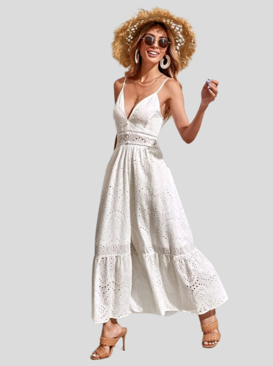 Amélie Refined Lang Sommerkleid mit Dünnen Trägern