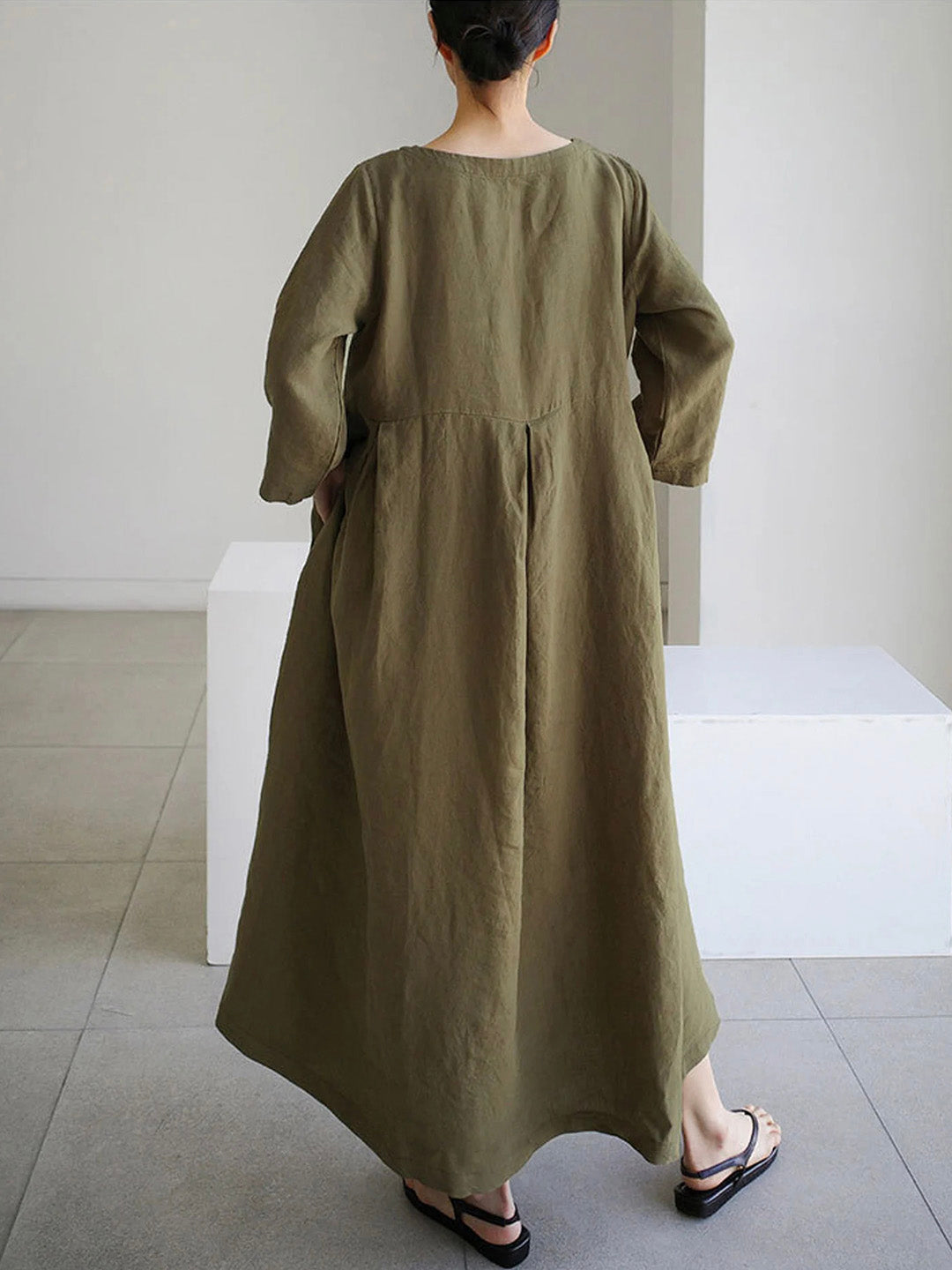 Gemütliches Leinenkleid mit praktischen Seitentaschen –Lena