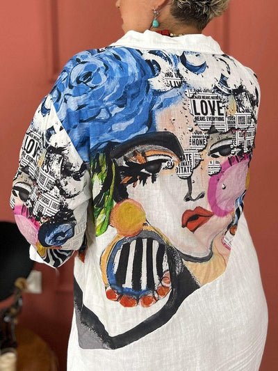 Langes Damenhemdkleid mit langen Ärmeln -  Emma