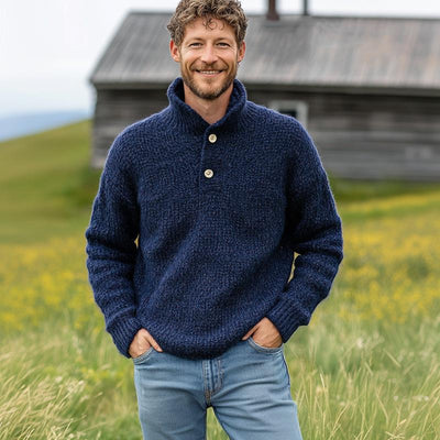 Strickpullover für Herren mit zwei Knöpfen