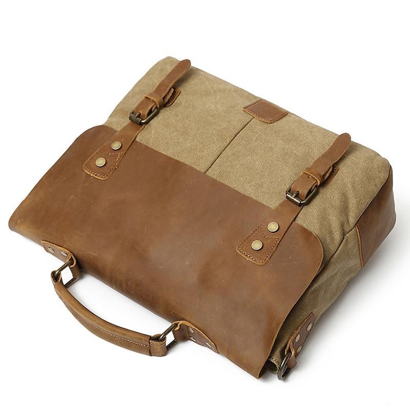 Milwaukee™ Laptop-Umhängetasche - Vintage Canvas mit Wasserabweisendem Rindleder, 10L Volumen