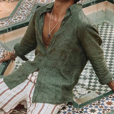 Stylisches Leinenhemd für Herren mit Kragen & Knopfleiste – Brigido