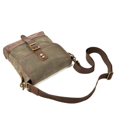 Matera™ – Vintage Canvas Umhängetasche aus Gewachster Baumwolle und Leder, Unisex, 4,5L