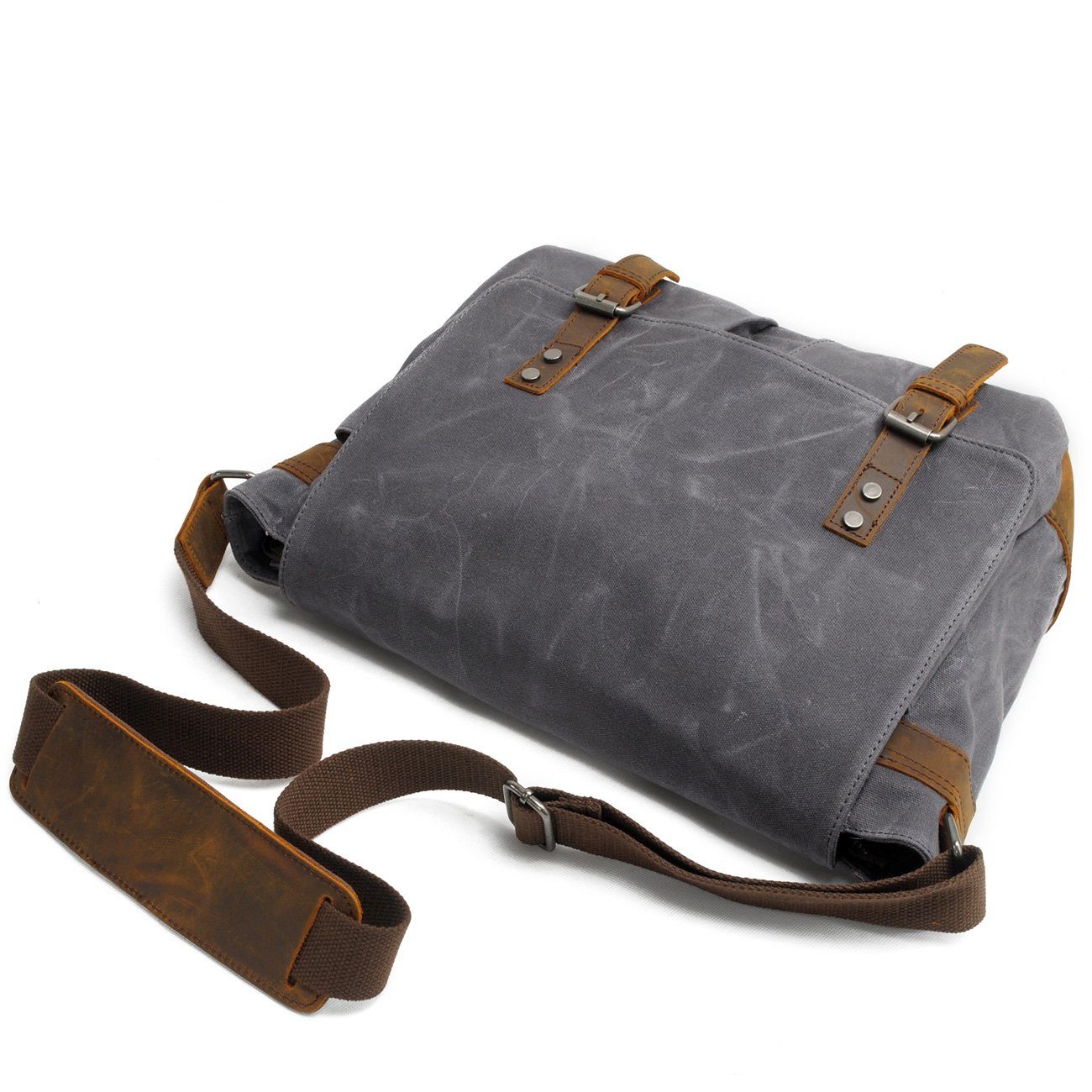 Conway™ Retro Umhängetasche Aus Gewachstem Baumwoll-Canvas – Vintage Messenger Bag Mit Laptopfach