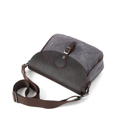Bregenz™ - Handgefertigte Vintage Crossbody Tasche aus Wachsgeschichtetem Baumwoll-Canvas & Leder