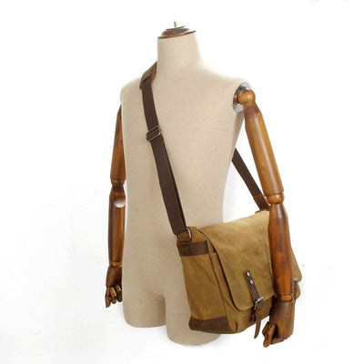 Conway™ Retro Umhängetasche Aus Gewachstem Baumwoll-Canvas – Vintage Messenger Bag Mit Laptopfach