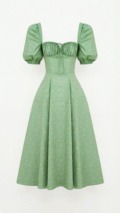 Daniela Midikleid mit quadratischem Halsausschnitt