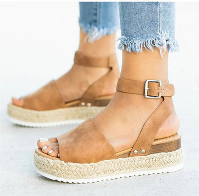 Keil-Plateau-Sandalen für Damen | Offene Zehe