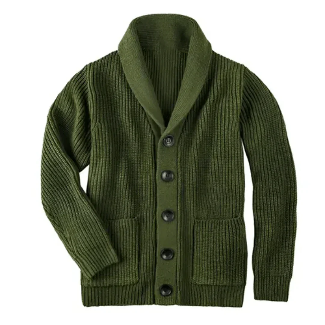 Japheth Gerippte Strickjacke mit Kragen