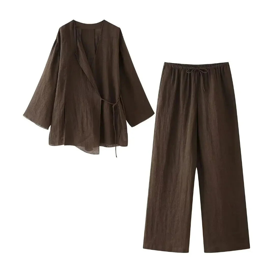 Jezebel Wickel-Bluse und Hose Set
