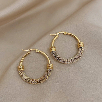 Micara - Gilded Mesh Hoops - Ohrringe